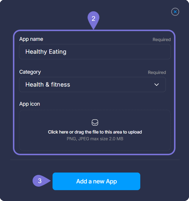 Image showing the Add App modal