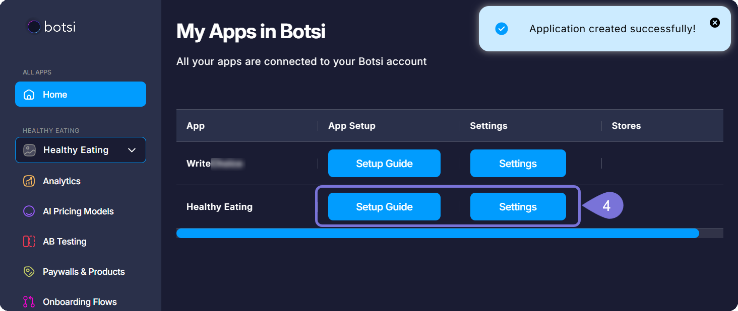 Image showing the Home Dashboard with the new app added