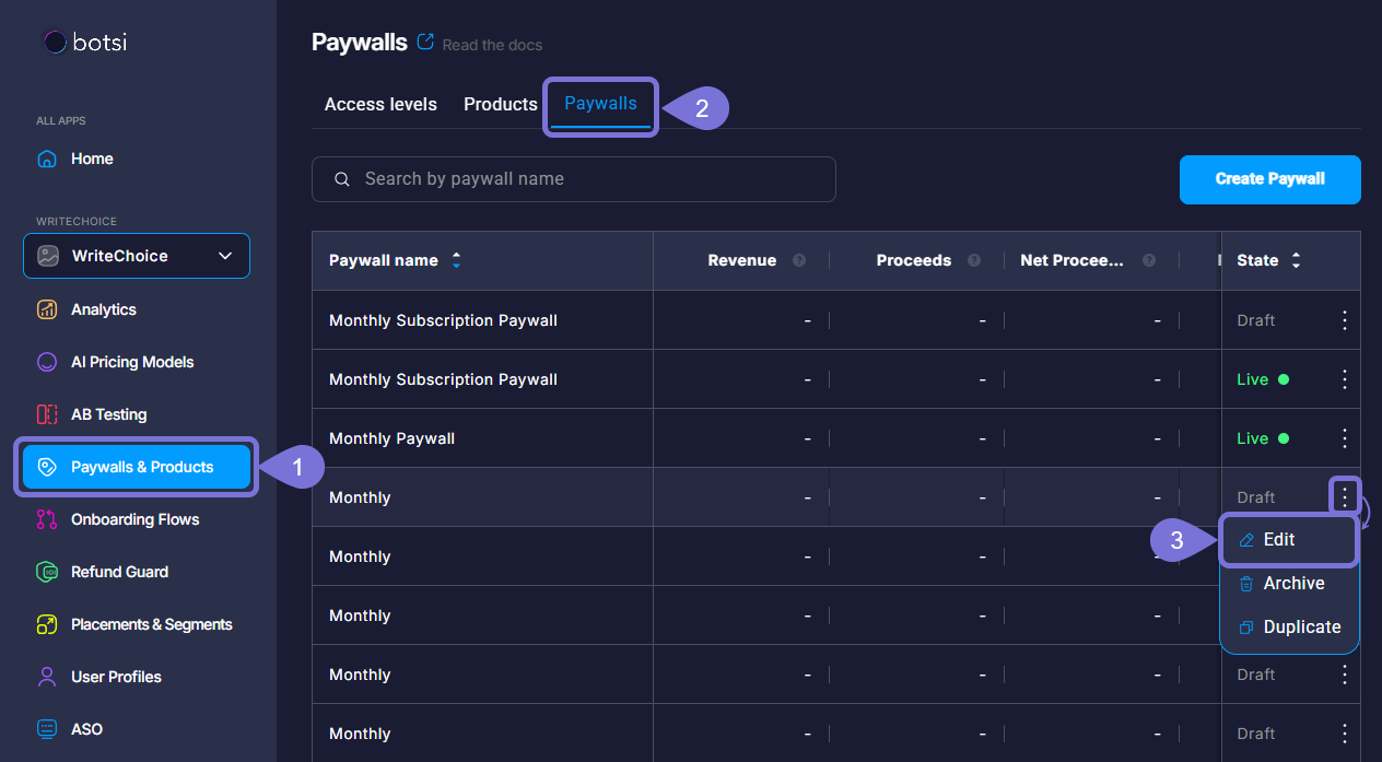 Image showing Paywall edit button