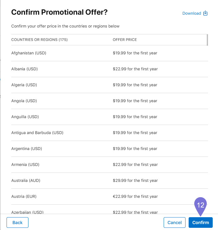 Image showing the Promotional Offers configuration modal