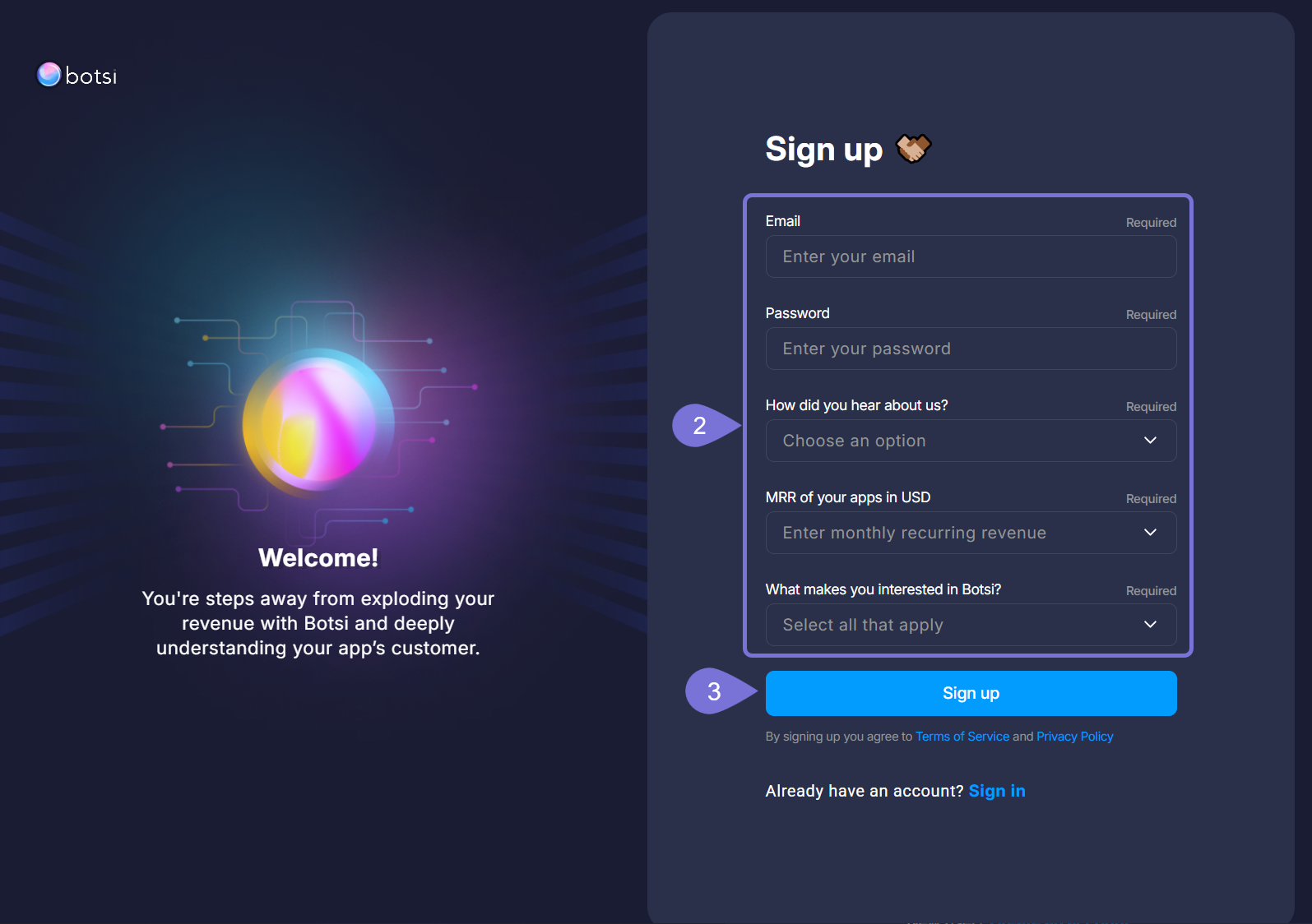 Image showing the sign up modal
